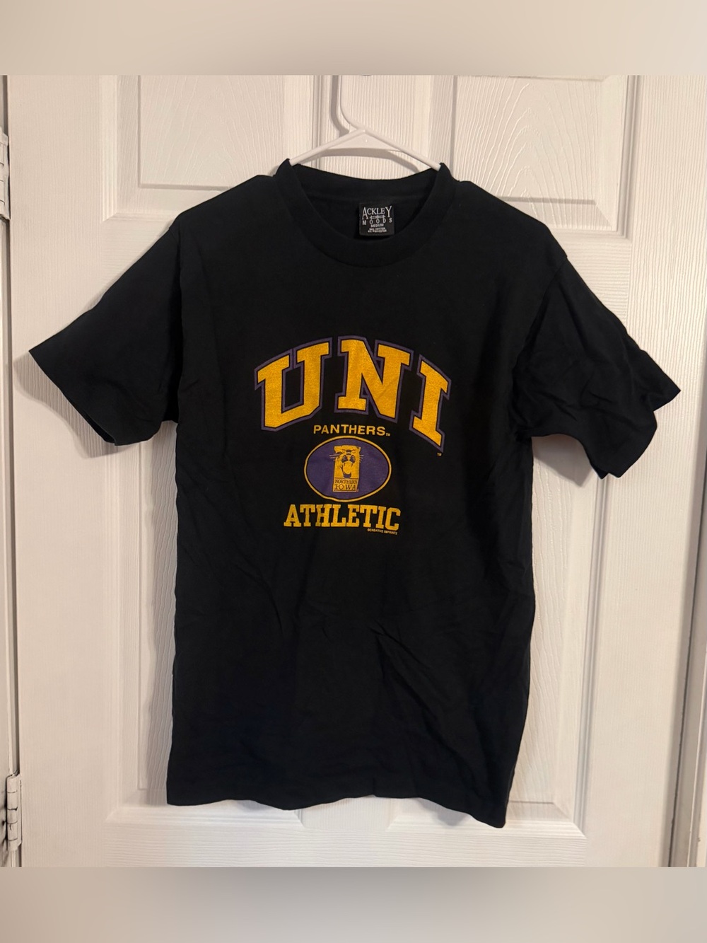 Ackley Moods Men’s Medium Northern Iowa Athletic Uni Panthers Black Tshirt